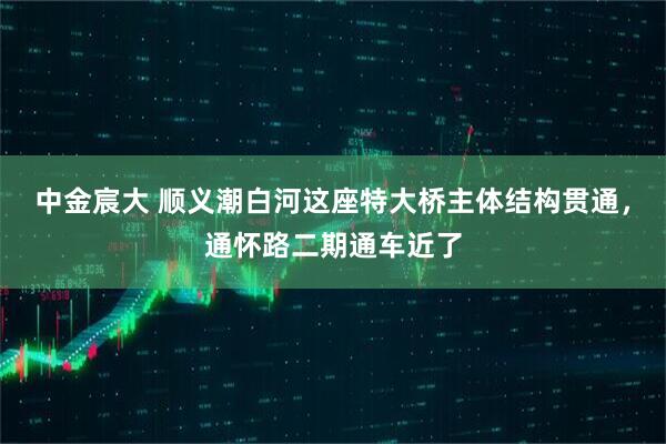 中金宸大 顺义潮白河这座特大桥主体结构贯通，通怀路二期通车近了