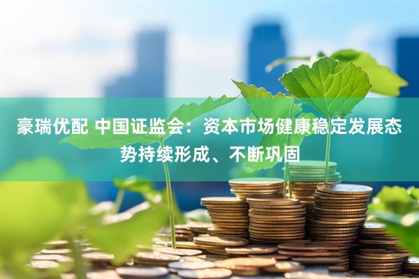 豪瑞优配 中国证监会：资本市场健康稳定发展态势持续形成、不断巩固